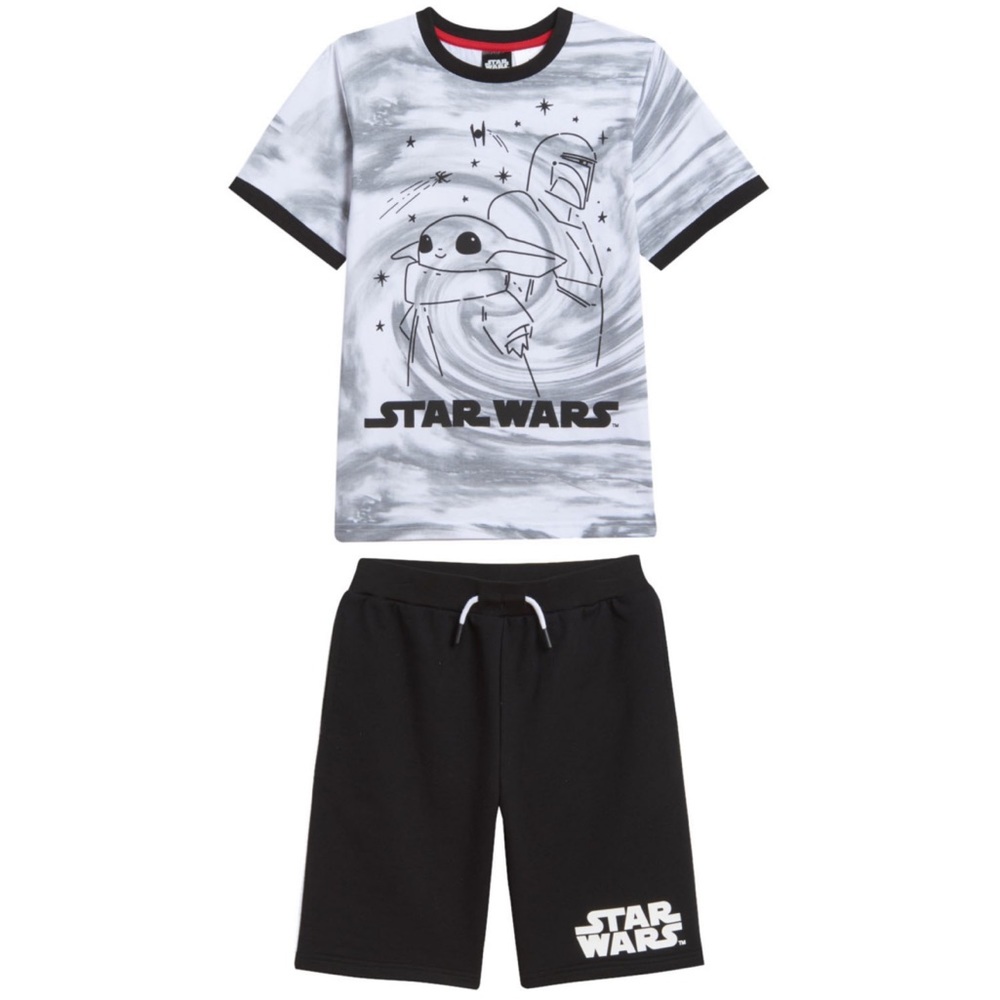 NEW Black/Gray Star Wars “Baby Yoda” 2-Piece Short Set, Size 4